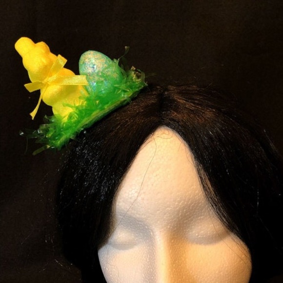 Yellow Bunny and Blue Egg Easter Fascinator - Picture 1 of 4